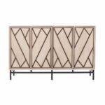 Art Deco Champagne Storage Cabinet with Black Metal Base