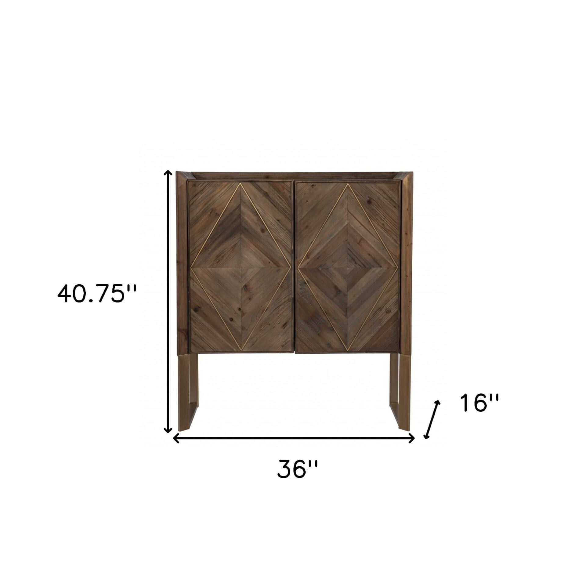 Natural and Gold Reclaimed Wood Cabinet with Diamond Pattern Doors 8 Natural and Gold Reclaimed Wood Cabinet with Diamond Pattern Doors - Image 8