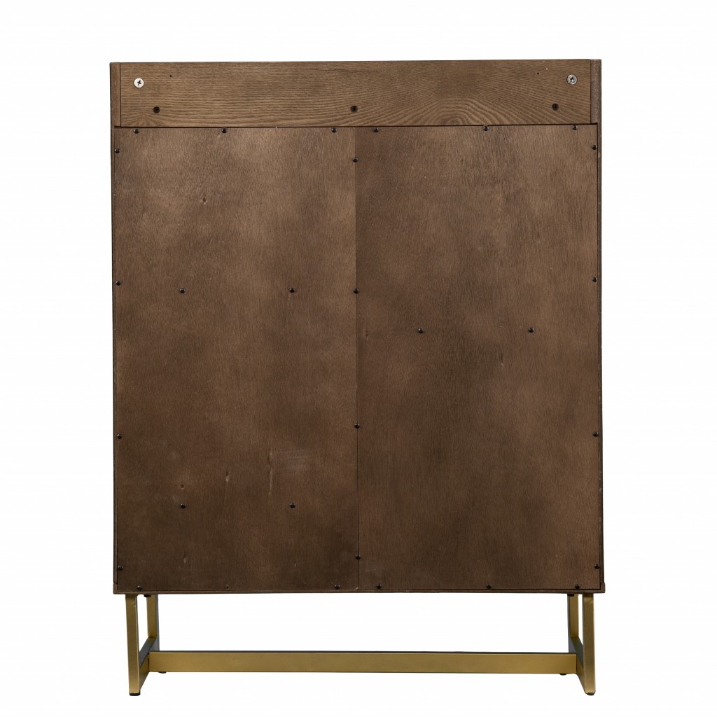 Retro Gold Faux Marble Wine Cabinet with Storage and Glass Racks 4 Retro Gold Faux Marble Wine Cabinet with Storage and Glass Racks - Image 4