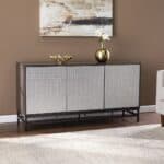 Contemporary Weathered Gray Three Door Accent Cabinet with Storage