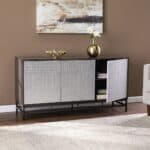 Contemporary Weathered Gray Three Door Accent Cabinet with Storage