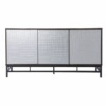 Contemporary Weathered Gray Three Door Accent Cabinet with Storage