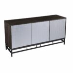 Contemporary Weathered Gray Three Door Accent Cabinet with Storage