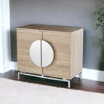 Natural and Chrome Mirrored Double Door Bar Cabinet 32 Inch 11 Natural and Chrome Mirrored Double Door Bar Cabinet 32 Inch