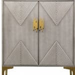Graywash Geo Textured Accent Cabinet with Storage and Gold Accents 18 Graywash Geo Textured Accent Cabinet with Storage and Gold Accents