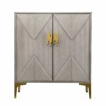 Graywash Geo Textured Accent Cabinet with Storage and Gold Accents 10 Graywash Geo Textured Accent Cabinet with Storage and Gold Accents