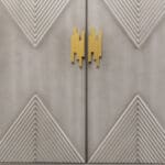 Graywash Geo Textured Accent Cabinet with Storage and Gold Accents 15 Graywash Geo Textured Accent Cabinet with Storage and Gold Accents