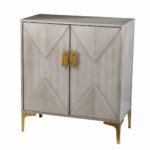 Graywash Geo Textured Accent Cabinet with Storage and Gold Accents 14 Graywash Geo Textured Accent Cabinet with Storage and Gold Accents