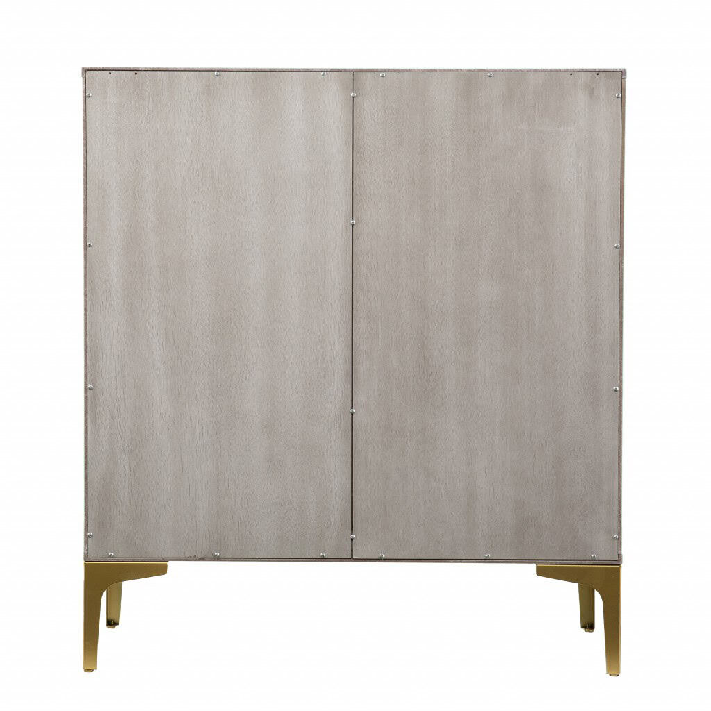 Graywash Geo Textured Accent Cabinet with Storage and Gold Accents 3 Graywash Geo Textured Accent Cabinet with Storage and Gold Accents - Image 3