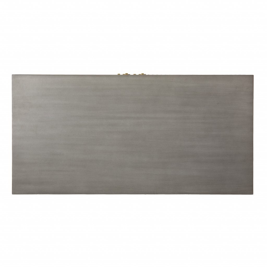 Graywash Geo Textured Accent Cabinet with Storage and Gold Accents 4 Graywash Geo Textured Accent Cabinet with Storage and Gold Accents - Image 4