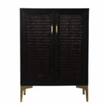 Modern Rustic Black Gold Faux Rattan Bar Cabinet, Space-Saving 10 Modern Rustic Black Gold Faux Rattan Bar Cabinet, Space-Saving