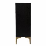 Modern Rustic Black Gold Faux Rattan Bar Cabinet, Space-Saving 12 Modern Rustic Black Gold Faux Rattan Bar Cabinet, Space-Saving