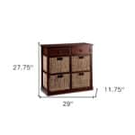 Mahogany and Seagrass Basket Storage Shelf with Drawers 12 Mahogany and Seagrass Basket Storage Shelf with Drawers