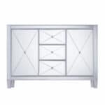 Silver Wood and Glass Credenza with Three Drawers and Doors 11 Silver Wood and Glass Credenza with Three Drawers and Doors