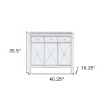 Silver Glass Sideboard with Three Drawers and Three Doors 17 Silver Glass Sideboard with Three Drawers and Three Doors