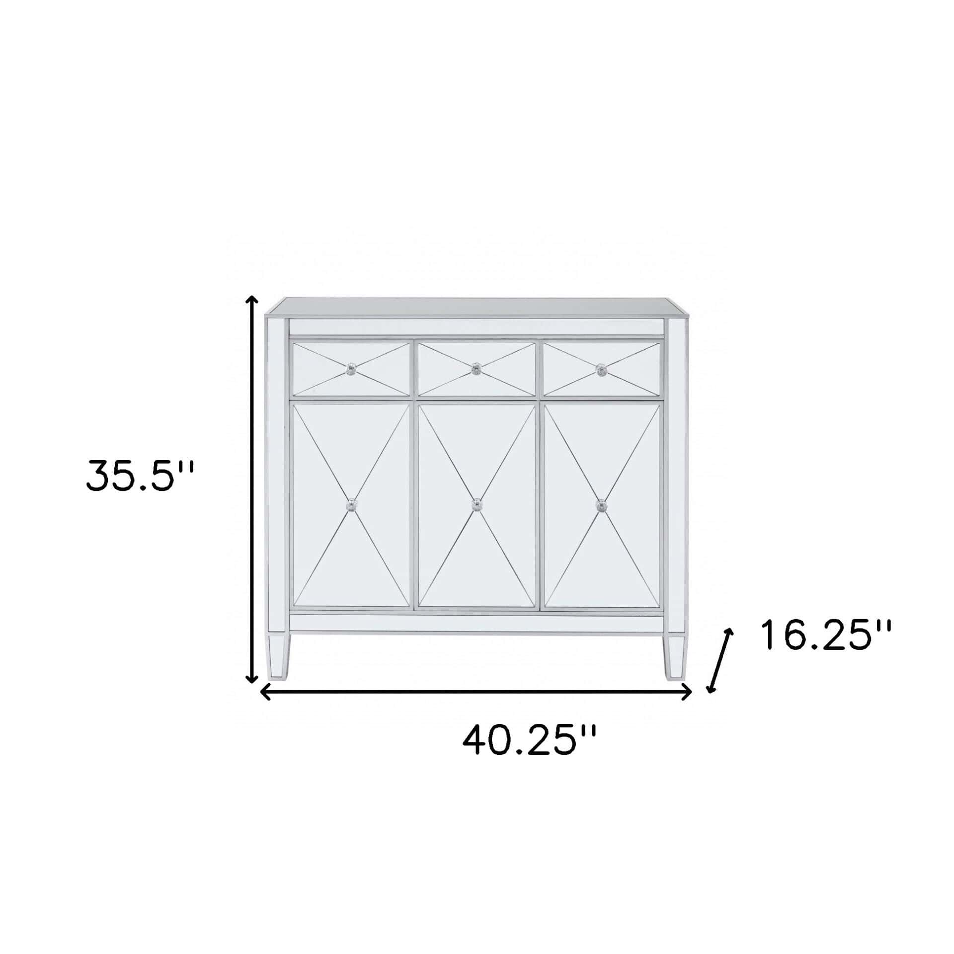 Silver Glass Sideboard with Three Drawers and Three Doors 8 Silver Glass Sideboard with Three Drawers and Three Doors - Image 8
