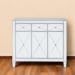 Silver Glass Sideboard with Three Drawers and Three Doors 10 Silver Glass Sideboard with Three Drawers and Three Doors
