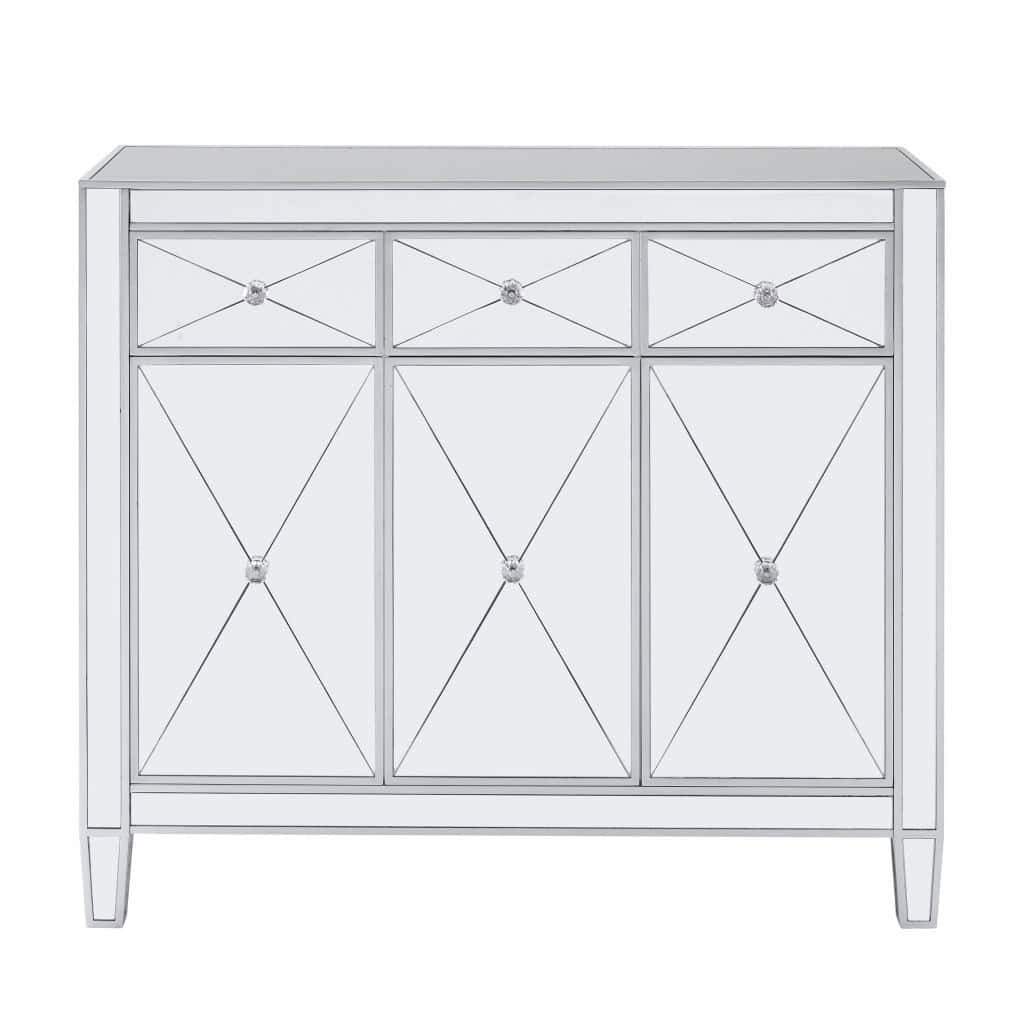 Silver Glass Sideboard with Three Drawers and Three Doors 2 Silver Glass Sideboard with Three Drawers and Three Doors - Image 2