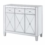 Silver Glass Sideboard with Three Drawers and Three Doors 12 Silver Glass Sideboard with Three Drawers and Three Doors