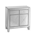 Glamorous Mirrored Two Door Storage Cabinet with Crystal Knobs 9 Glamorous Mirrored Two Door Storage Cabinet with Crystal Knobs