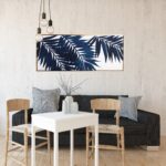 Bold Blue Palms Framed Canvas Wall Art, 19"x45"