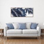 Bold Blue Palms Framed Canvas Wall Art, 19"x45"