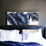 Bold Blue Palms Framed Canvas Wall Art, 19"x45"