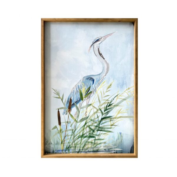 36" Contemporary Heron Canvas Wall Art with Wooden Frame