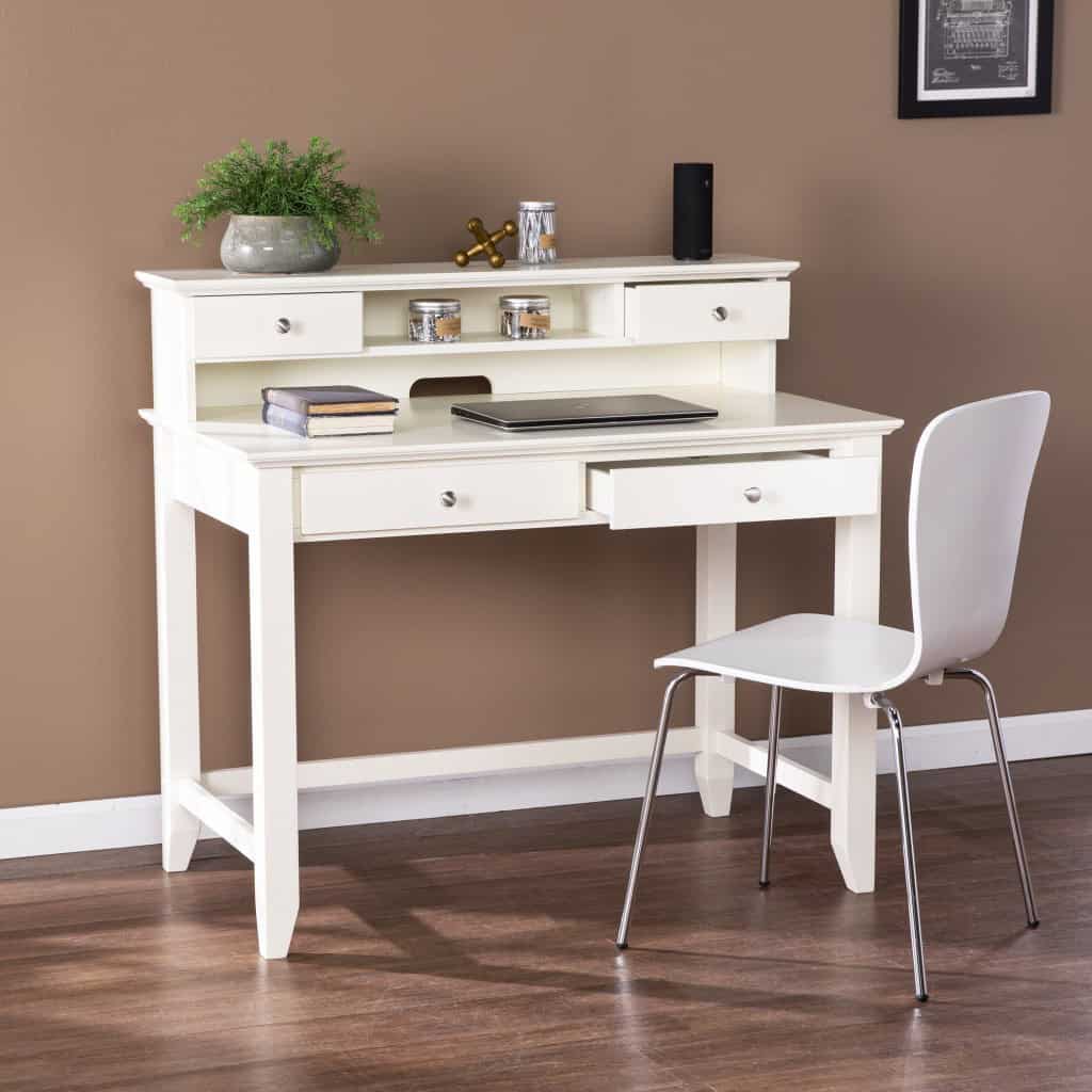 Creamy White Traditional Secretary Writing or Computer Desk 6 Creamy White Traditional Secretary Writing or Computer Desk - Image 6