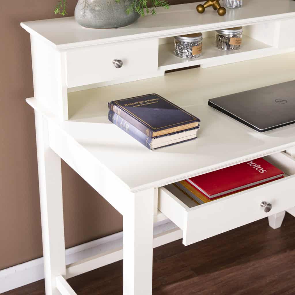 Creamy White Traditional Secretary Writing or Computer Desk 7 Creamy White Traditional Secretary Writing or Computer Desk - Image 7