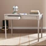 Gray Solid Wood Writing Desk With Two Drawers and Spindle Legs 15 Gray Solid Wood Writing Desk With Two Drawers and Spindle Legs
