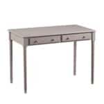 Gray Solid Wood Writing Desk With Two Drawers and Spindle Legs 10 Gray Solid Wood Writing Desk With Two Drawers and Spindle Legs