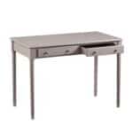 Gray Solid Wood Writing Desk With Two Drawers and Spindle Legs 12 Gray Solid Wood Writing Desk With Two Drawers and Spindle Legs
