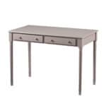 Gray Solid Wood Writing Desk With Two Drawers and Spindle Legs 13 Gray Solid Wood Writing Desk With Two Drawers and Spindle Legs