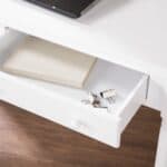 White Solid Wood Writing Desk with Two Drawers and Spindle Legs