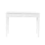 White Solid Wood Writing Desk with Two Drawers and Spindle Legs