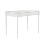 White Solid Wood Writing Desk with Two Drawers and Spindle Legs