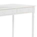 White Solid Wood Writing Desk with Two Drawers and Spindle Legs