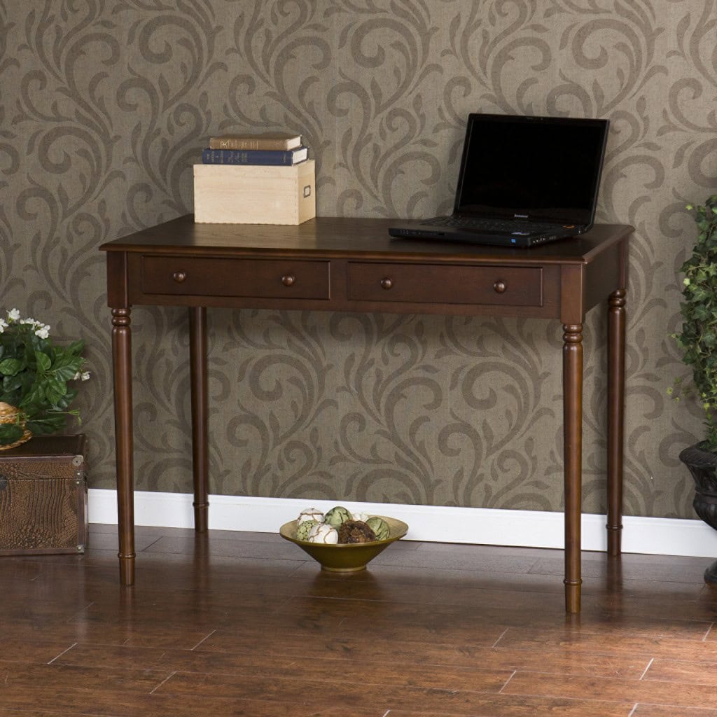 Brown Fir Solid Wood Writing Desk With Two Drawers 9 Brown Fir Solid Wood Writing Desk With Two Drawers - Image 9