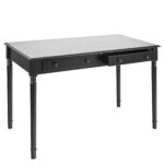 Black Fir Solid Wood Writing Desk With Two Drawers 43 Inches 9 Black Fir Solid Wood Writing Desk With Two Drawers 43 Inches