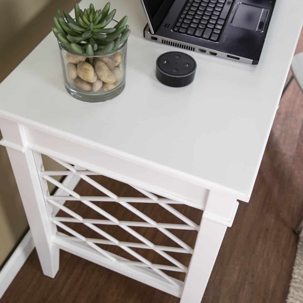 White Writing Desk With Two Drawers and Rectangular Top 7 White Writing Desk With Two Drawers and Rectangular Top - Image 7