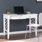 White Writing Desk With Two Drawers and Rectangular Top 17 White Writing Desk With Two Drawers and Rectangular Top