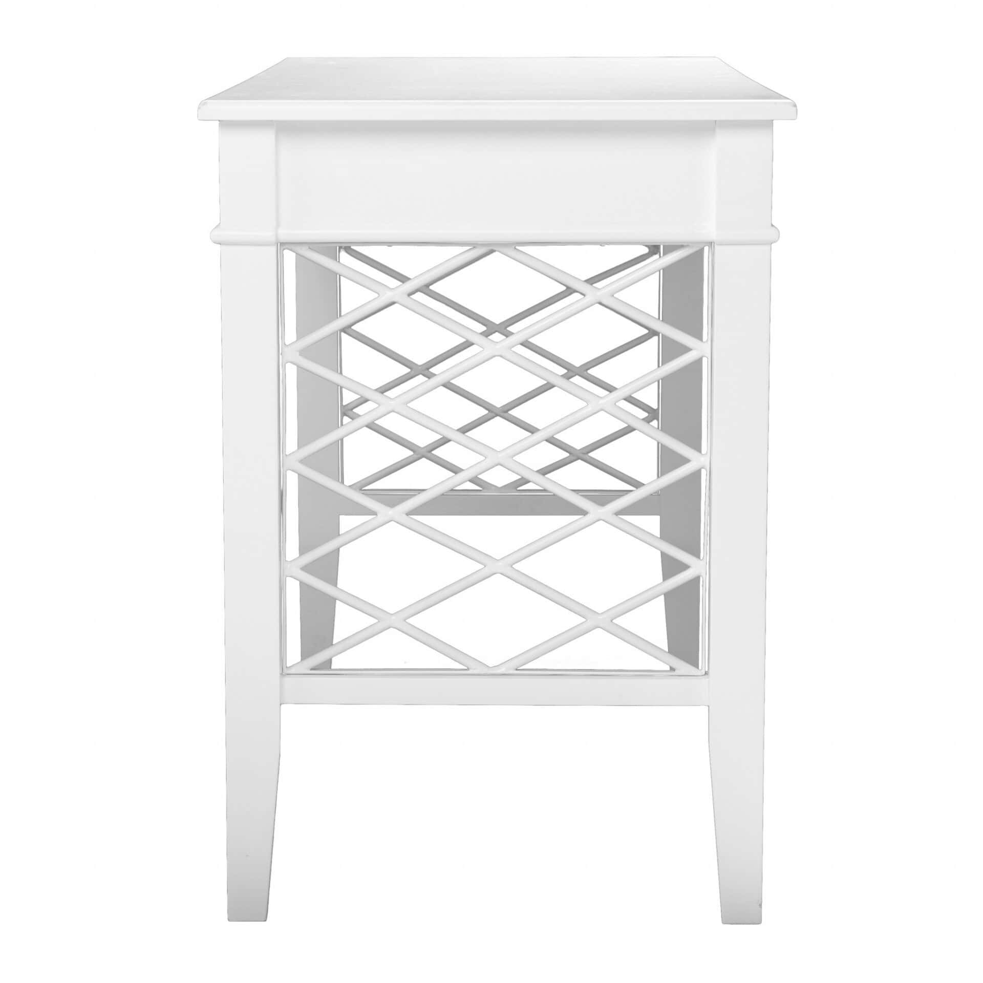 White Writing Desk With Two Drawers and Rectangular Top 4 White Writing Desk With Two Drawers and Rectangular Top - Image 4