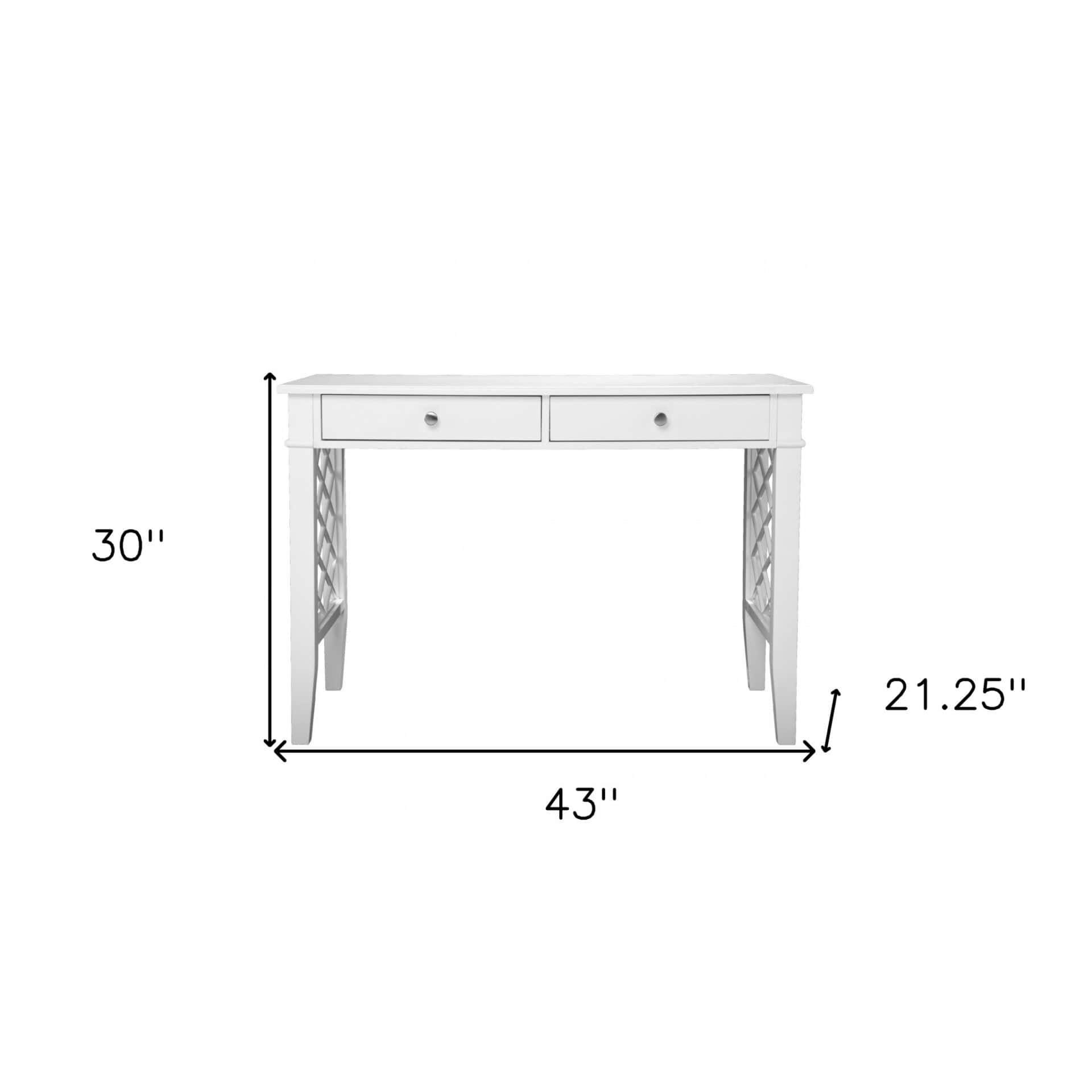 White Writing Desk With Two Drawers and Rectangular Top 9 White Writing Desk With Two Drawers and Rectangular Top - Image 9