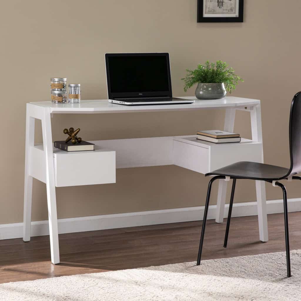 48-Inch White Writing Desk With Two Drawers for Home Offices 9 48-Inch White Writing Desk With Two Drawers for Home Offices - Image 9