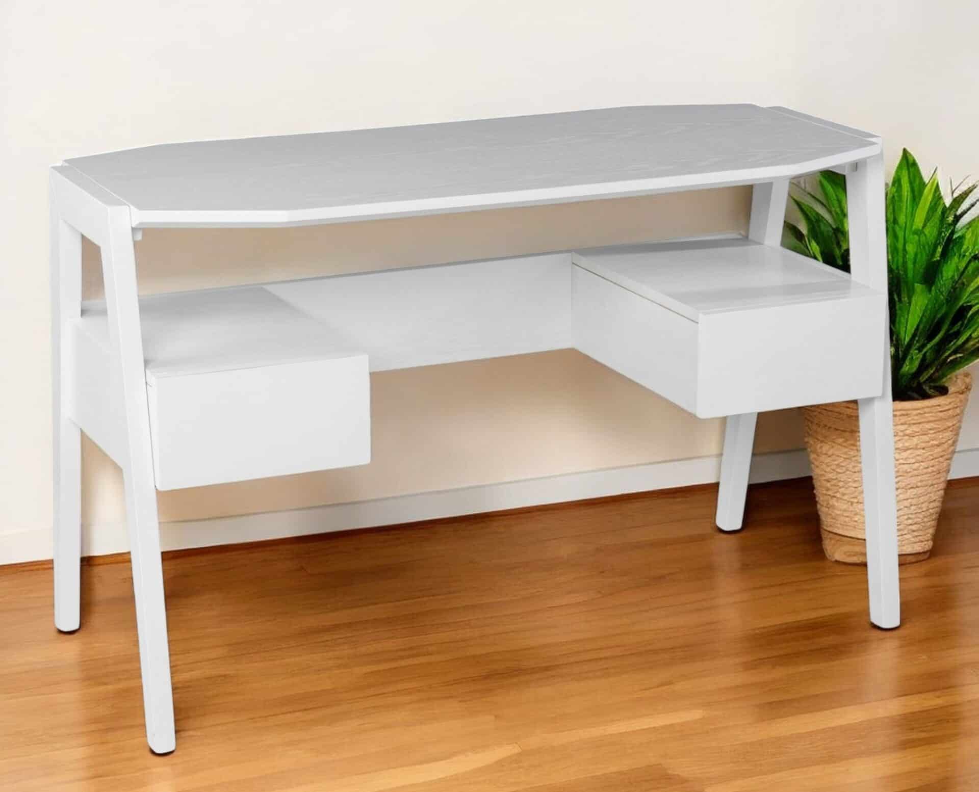 48-Inch White Writing Desk With Two Drawers for Home Offices 1 48-Inch White Writing Desk With Two Drawers for Home Offices