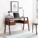 48 Inch Brown Writing Desk with Drawers for Home Office