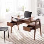 48 Inch Brown Writing Desk with Drawers for Home Office