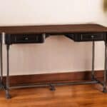 Brown and Silver Writing Desk with Two Drawers 50 Inch 10 Brown and Silver Writing Desk with Two Drawers 50 Inch