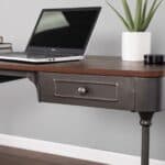 Brown and Silver Writing Desk with Two Drawers 50 Inch 17 Brown and Silver Writing Desk with Two Drawers 50 Inch